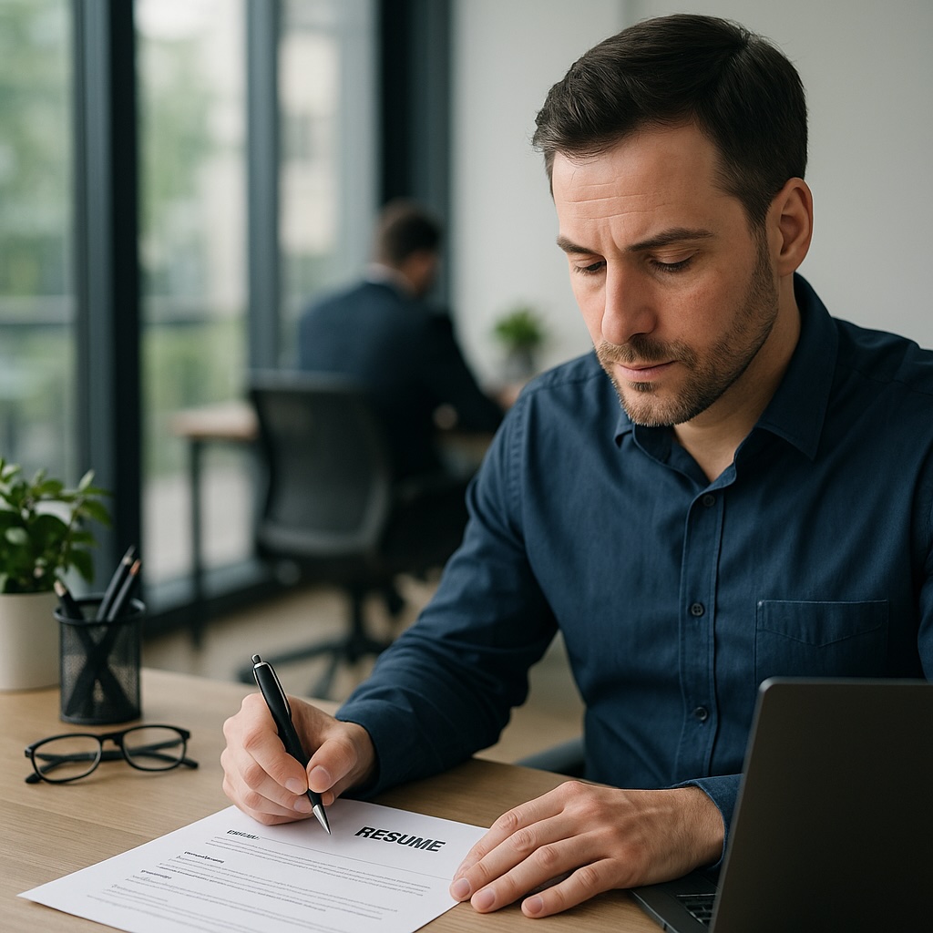 Hiring manager reviewing CV for a trading technology role